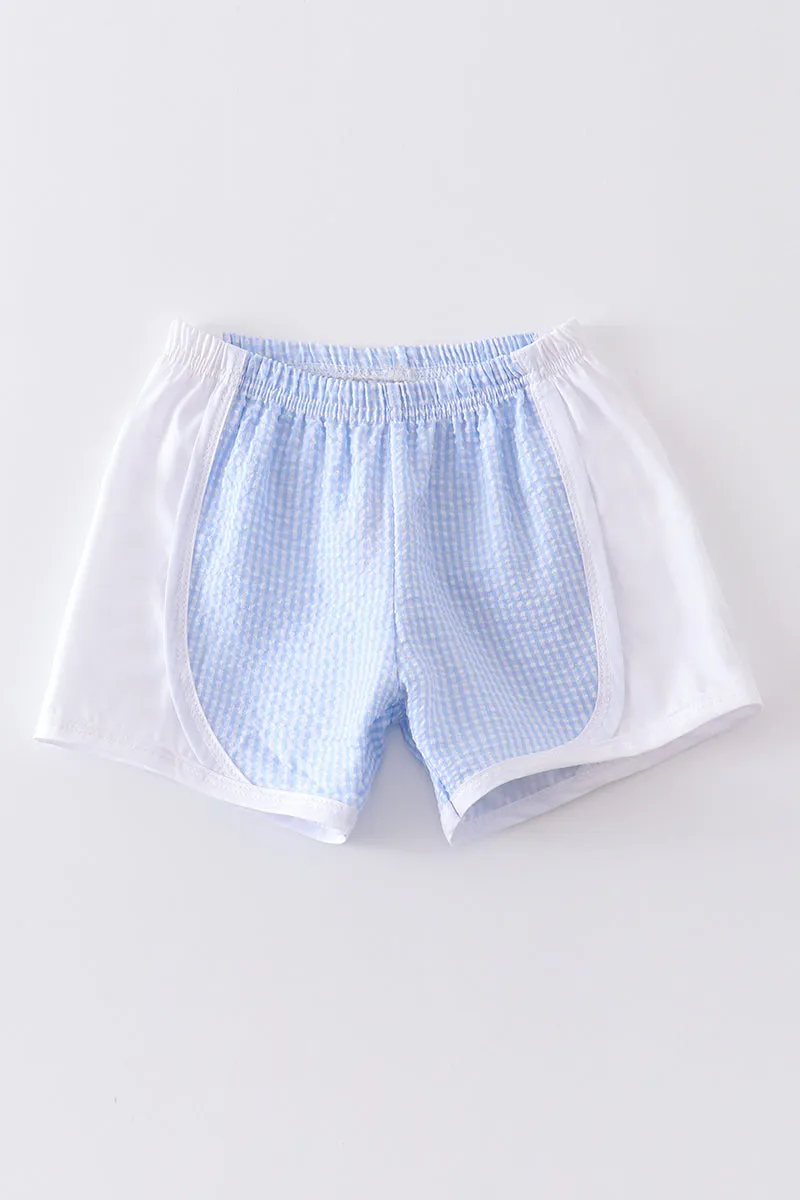 Blue Plaid Seersucker Shorts