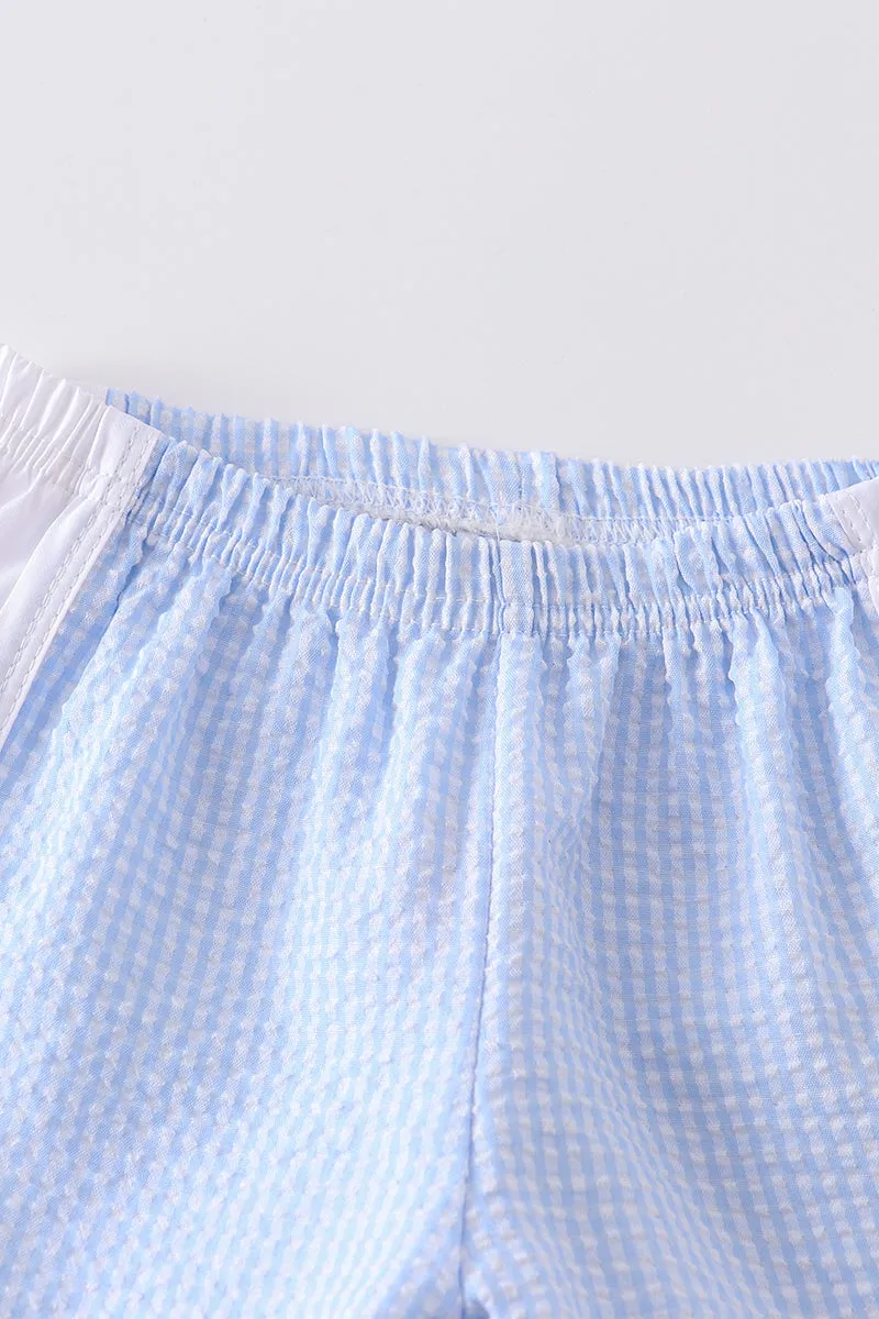 Blue Plaid Seersucker Shorts