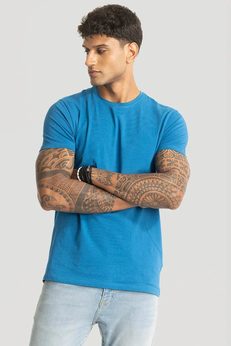 Blue Plain Slim Fit T-Shirt