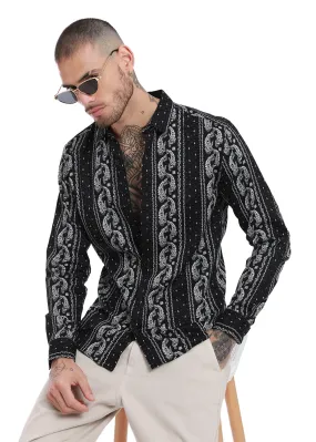 Bohemian Bliss Black Paisley Shirt