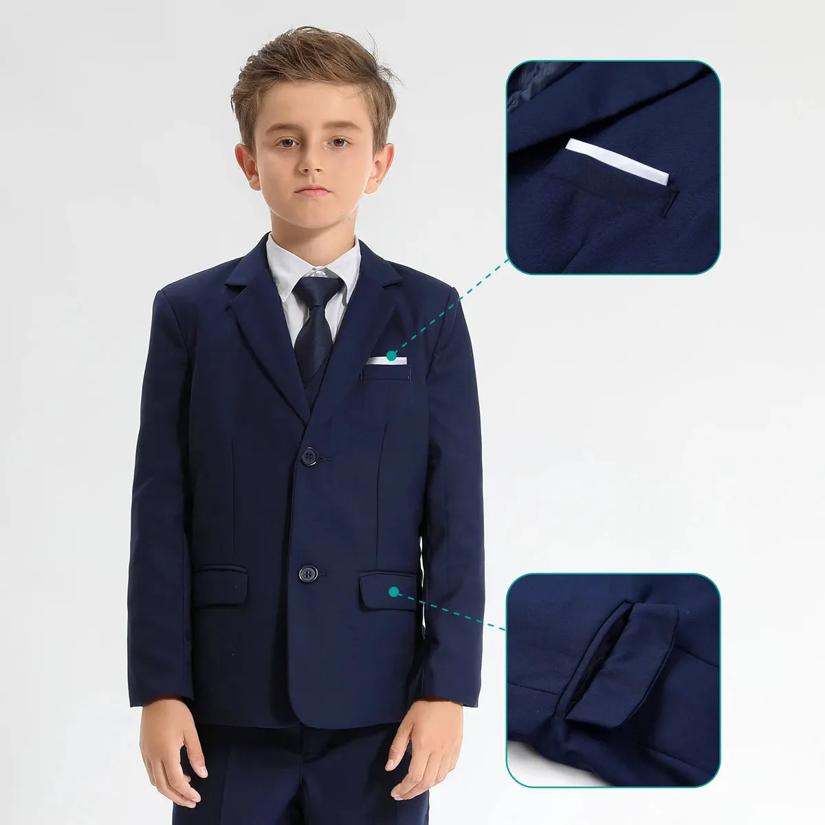 Boy 7-12Y Blue Wedding Formal Gentleman 3pc Sets