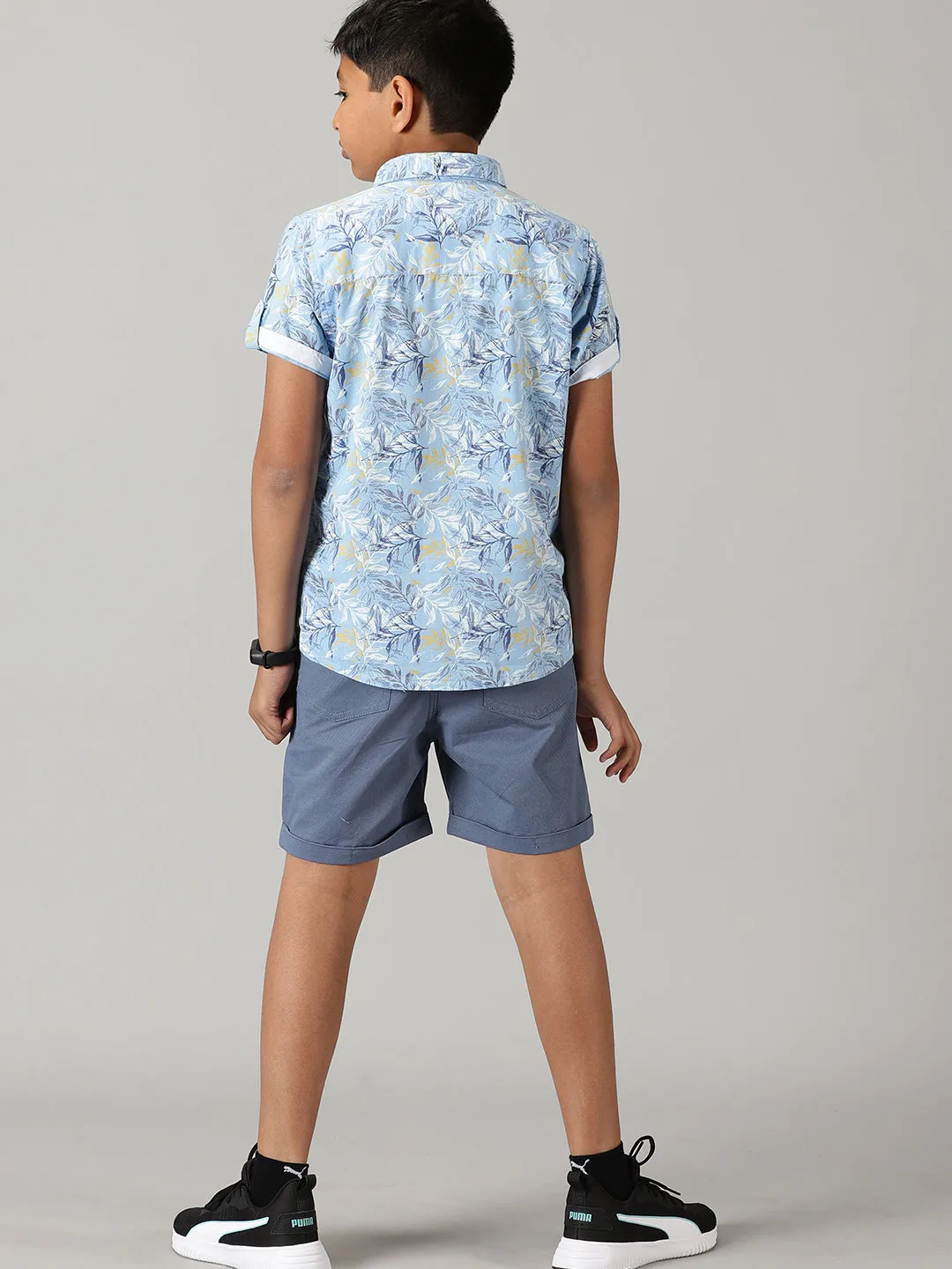 Boys Half Sleeve Printed Shirts & Rollup Shorts Set