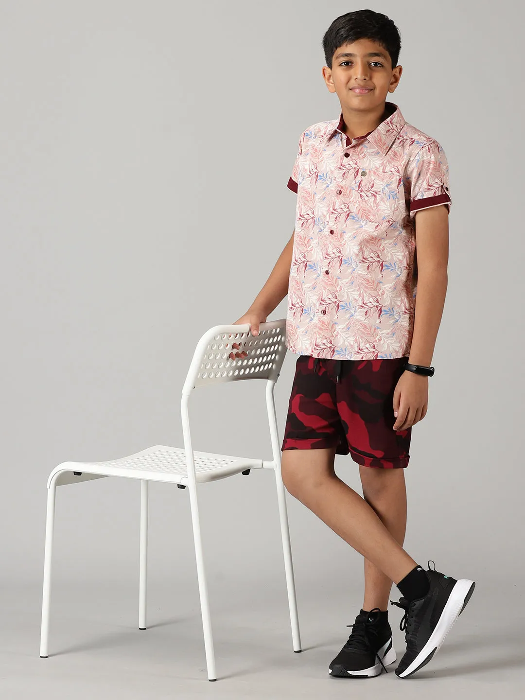 Boys Half Sleeve Printed Shirts & Rollup Shorts Set