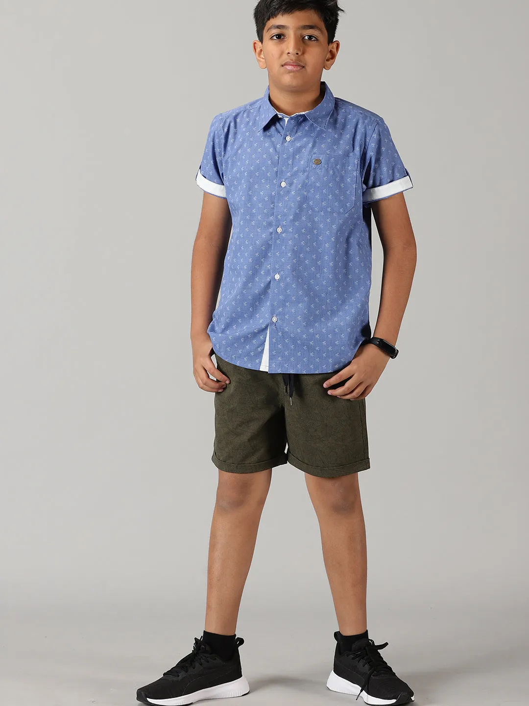 Boys Half Sleeve Printed Shirts & Rollup Shorts Set