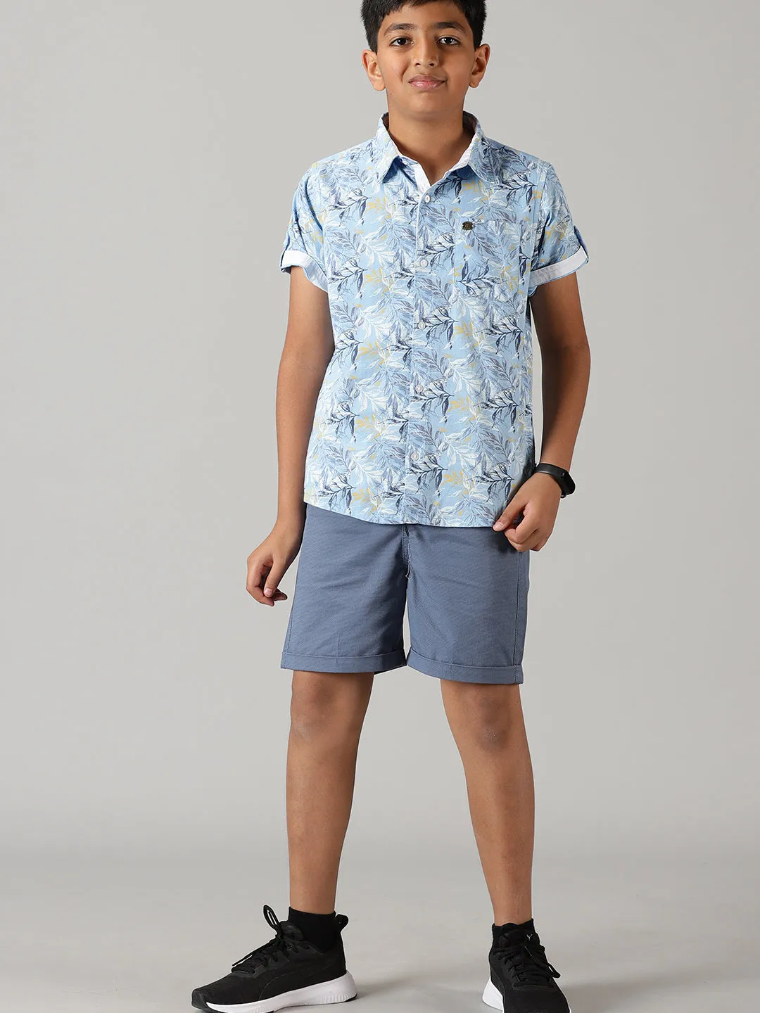 Boys Half Sleeve Printed Shirts & Rollup Shorts Set