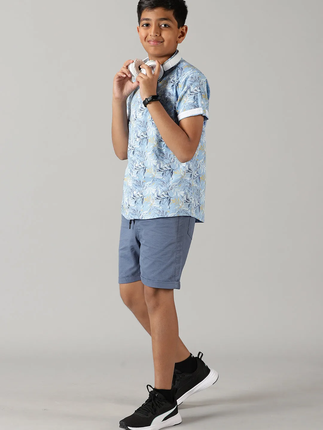 Boys Half Sleeve Printed Shirts & Rollup Shorts Set