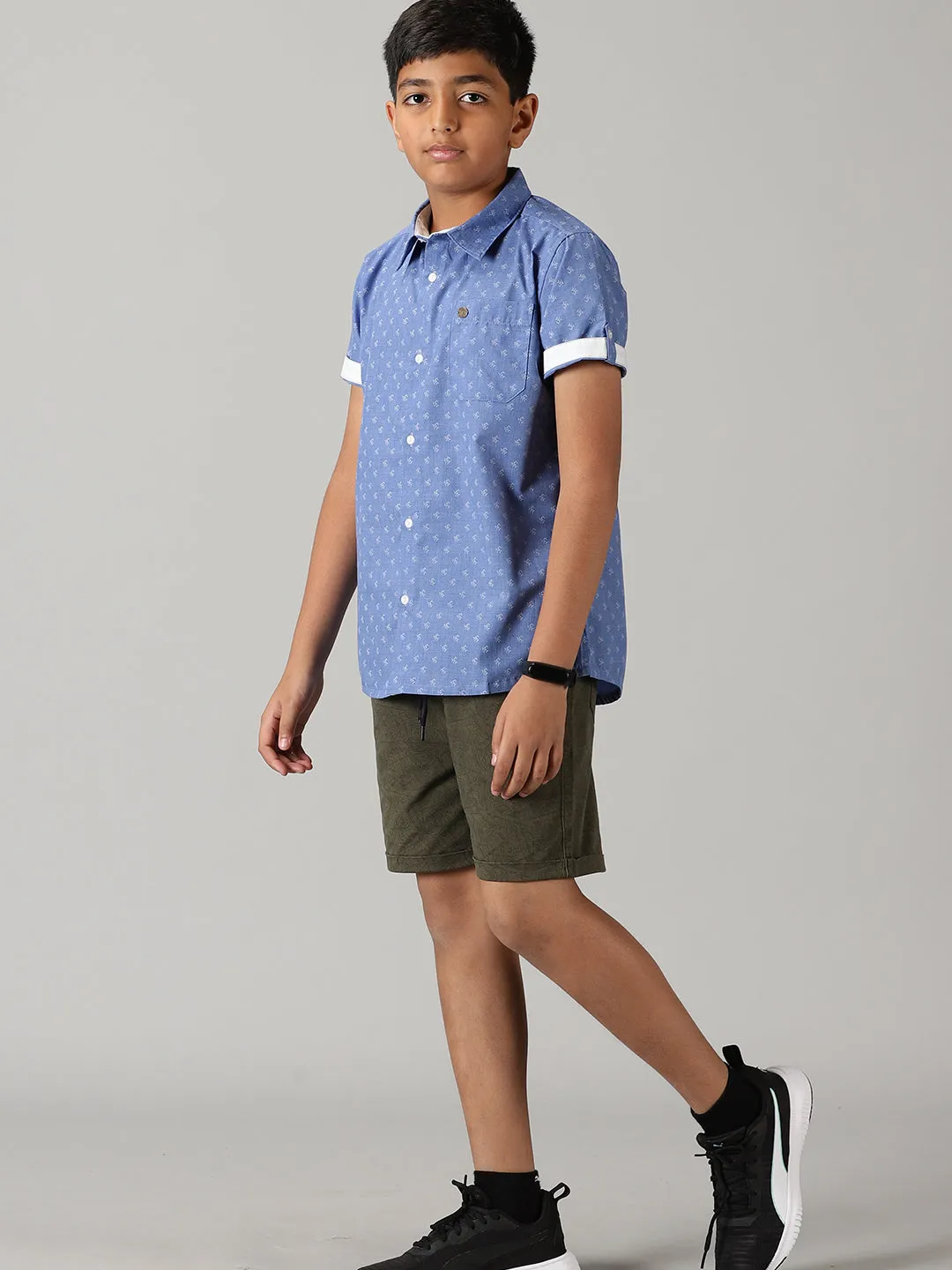 Boys Half Sleeve Printed Shirts & Rollup Shorts Set