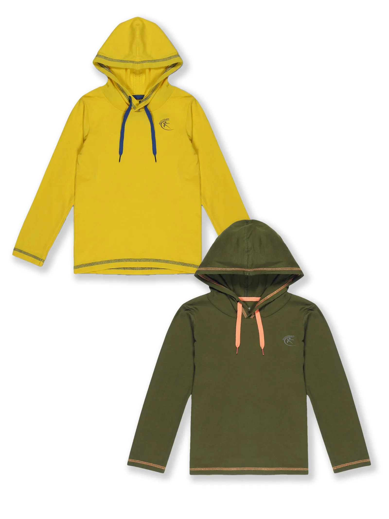 Boy's Solid Full Sleeve hood Tee Pack of 2