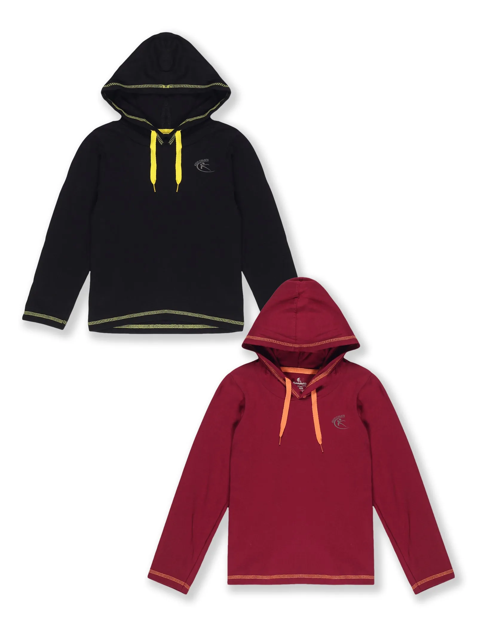 Boy's Solid Full Sleeve hood Tee Pack of 2