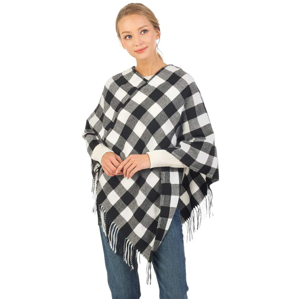 Buffalo Plaid Pattern Soft Poncho