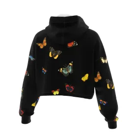 Butterfly Skull Cropped Hoodie