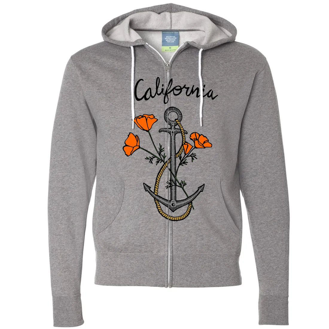 California Anchor Poppies Zip-Up Hoodie