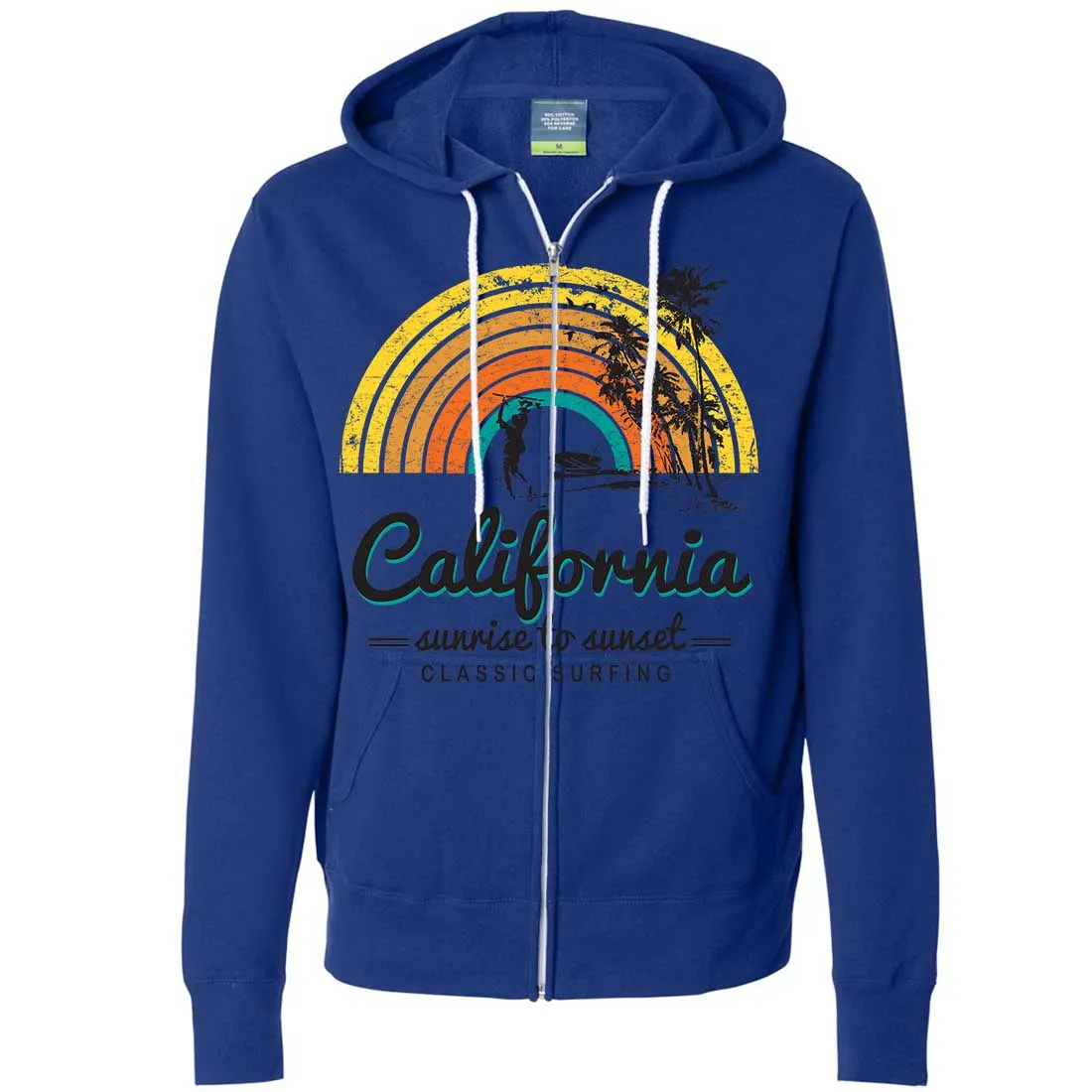 California Classic Sunrise Surfing Zip-Up Hoodie