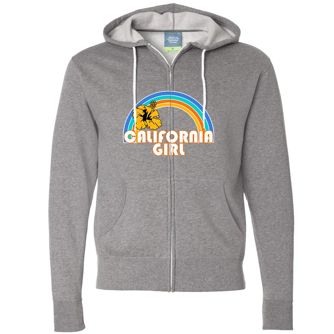 California Girl Rainbow Hibiscus Zip-Up Hoodie