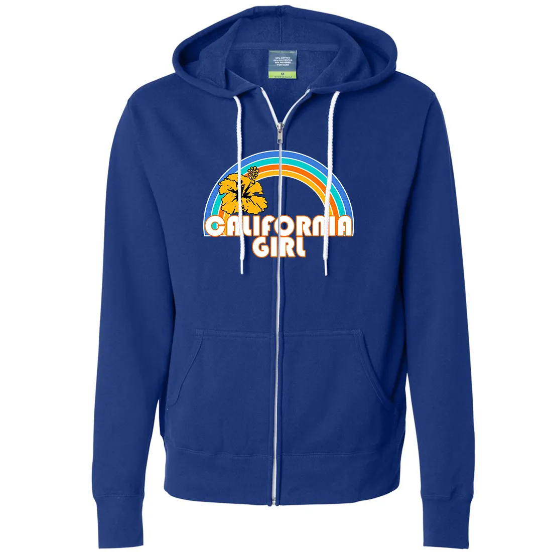 California Girl Rainbow Hibiscus Zip-Up Hoodie