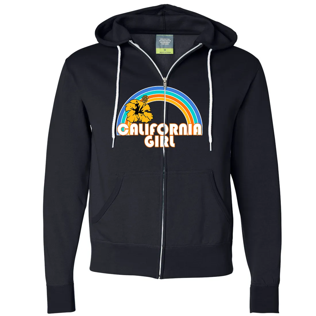 California Girl Rainbow Hibiscus Zip-Up Hoodie