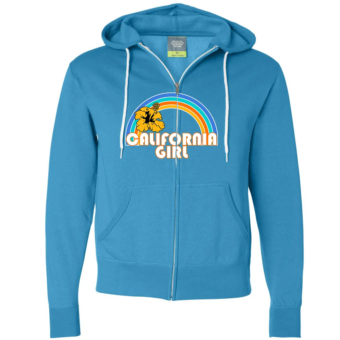 California Girl Rainbow Hibiscus Zip-Up Hoodie