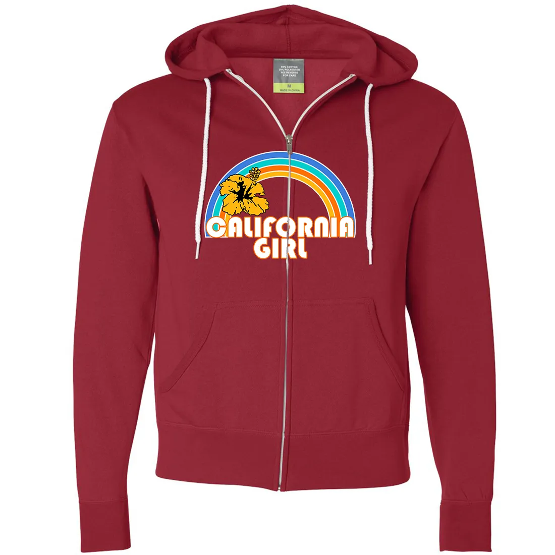 California Girl Rainbow Hibiscus Zip-Up Hoodie