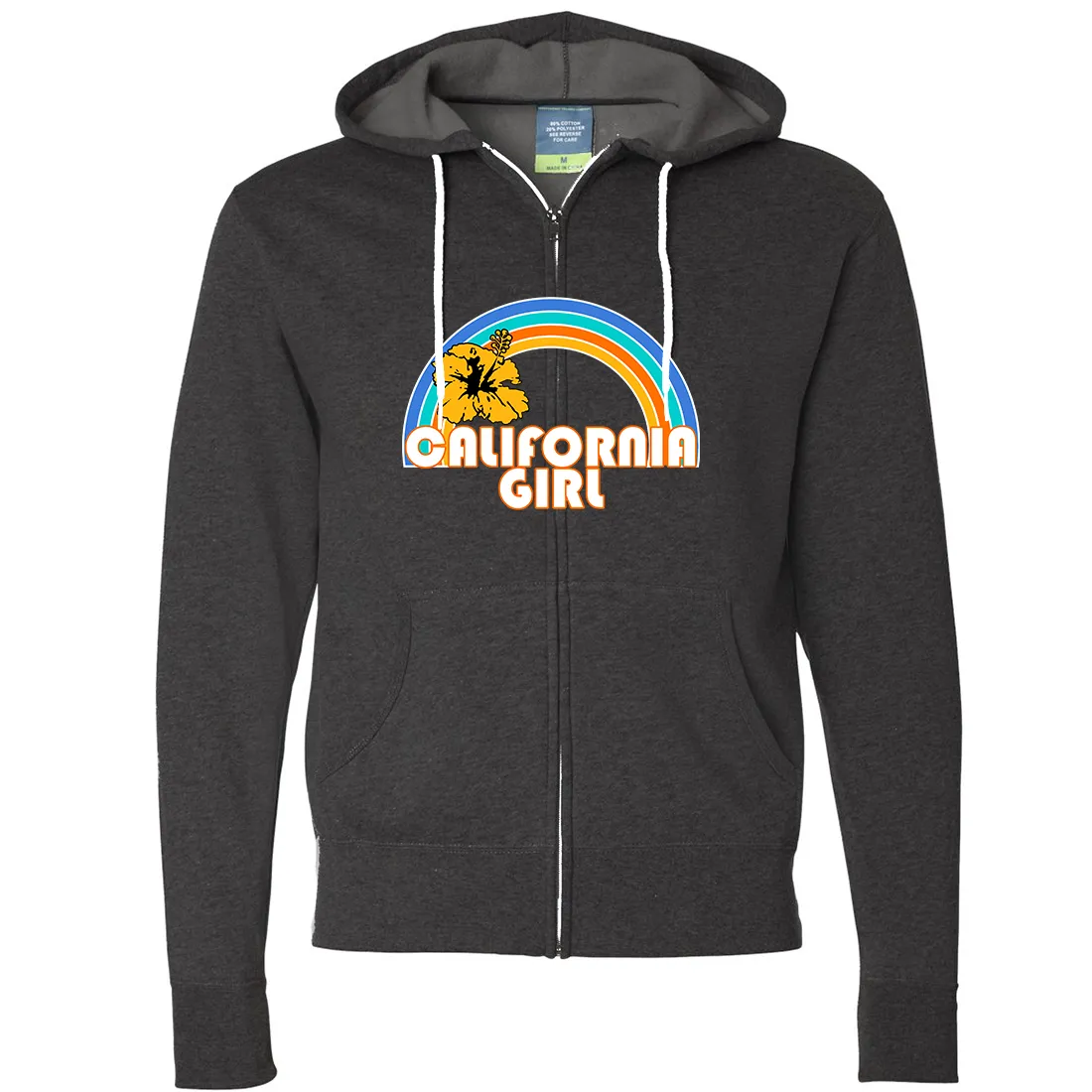 California Girl Rainbow Hibiscus Zip-Up Hoodie