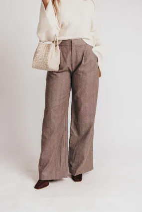 Cambri Herringbone Wide-Leg Trouser in Brown