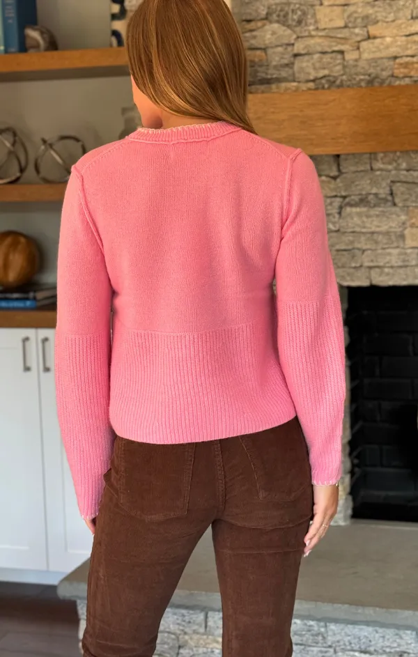 Cashmere Crewneck with Contrast Stitching