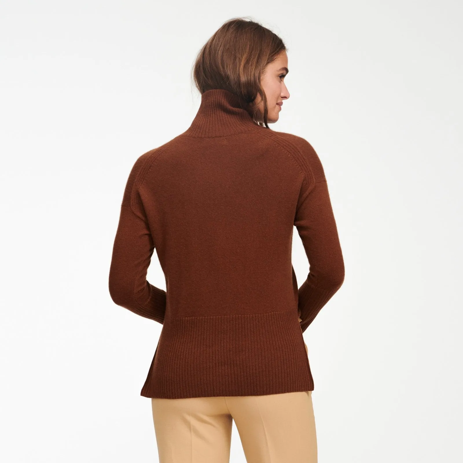 Cashmere High-Low Turtleneck