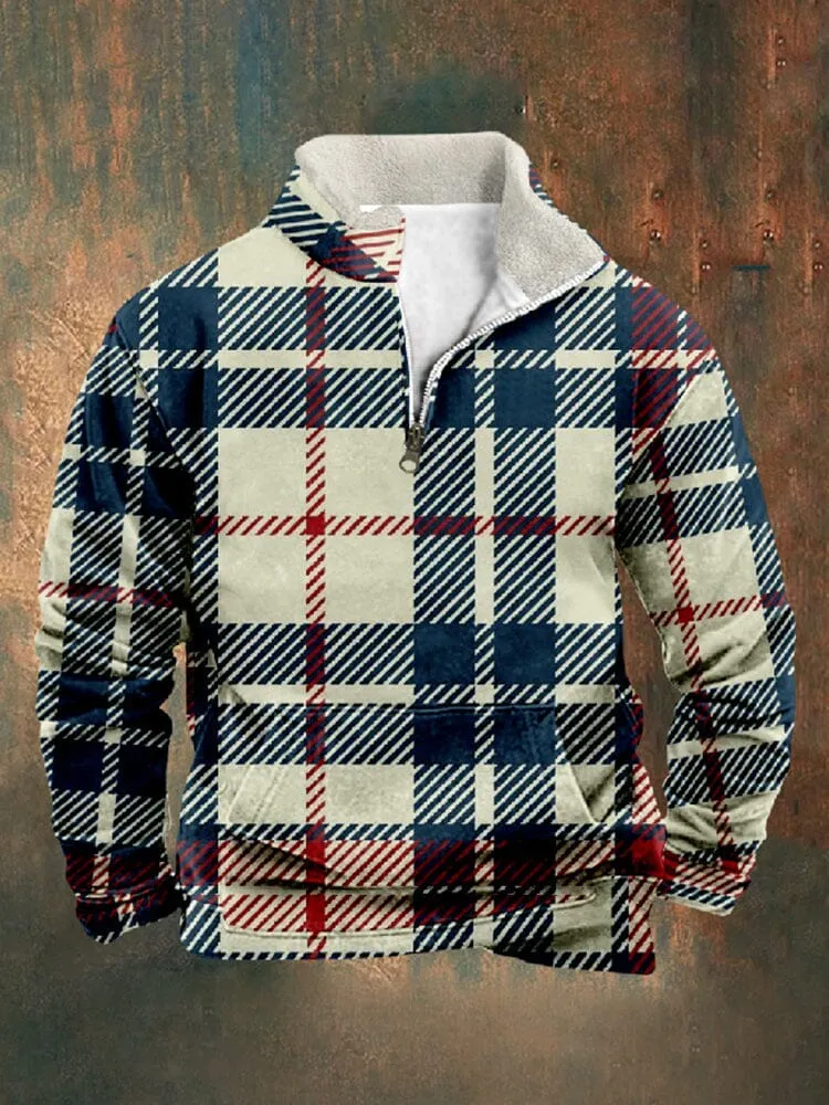 Casual Comfy Plaid Sweatshirt