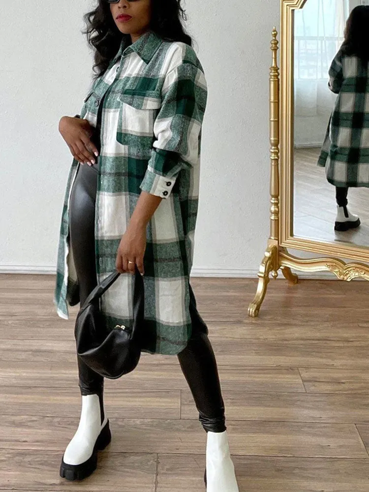 Casual Plaid Shirt Coat