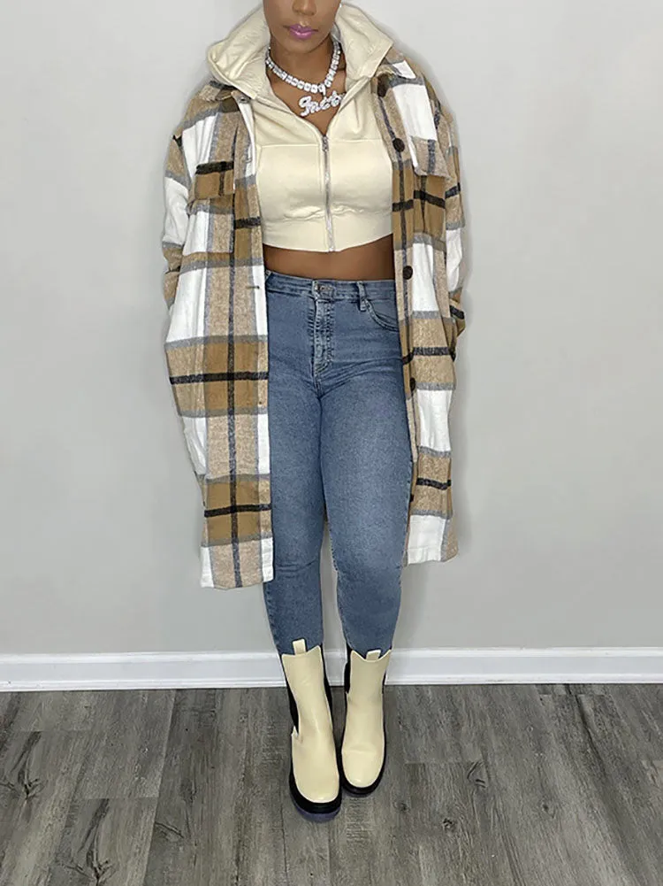 Casual Plaid Shirt Coat