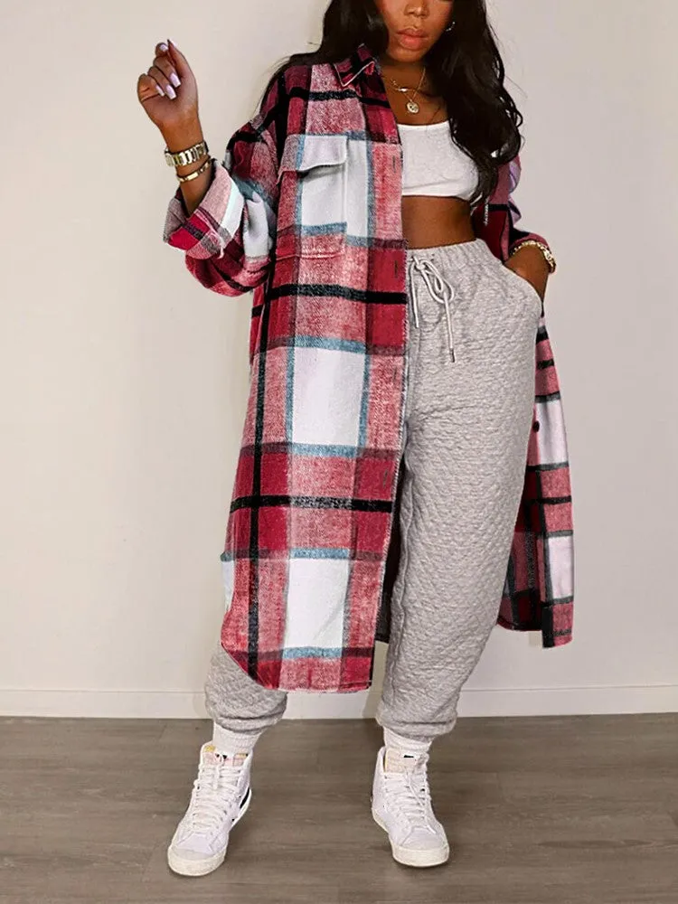 Casual Plaid Shirt Coat