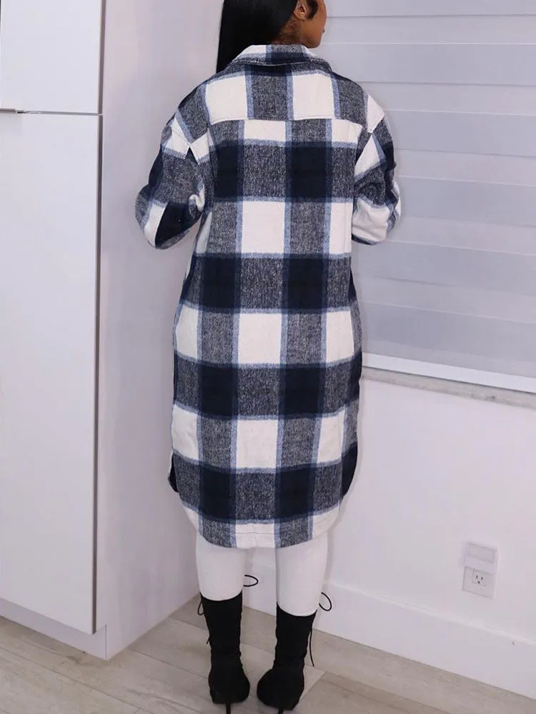 Casual Plaid Shirt Coat