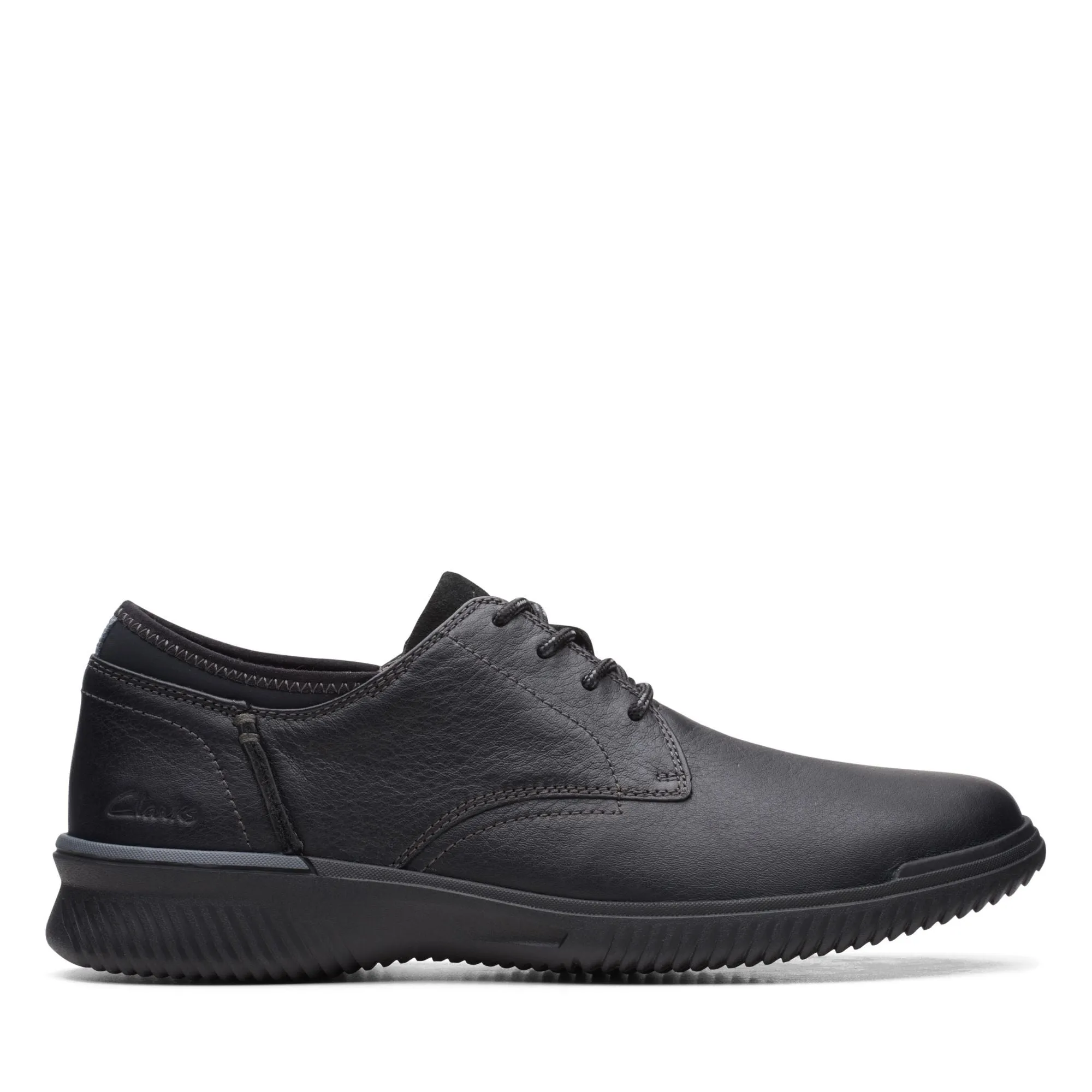 Clarks Donaway Plain Black Leather - Wide Width