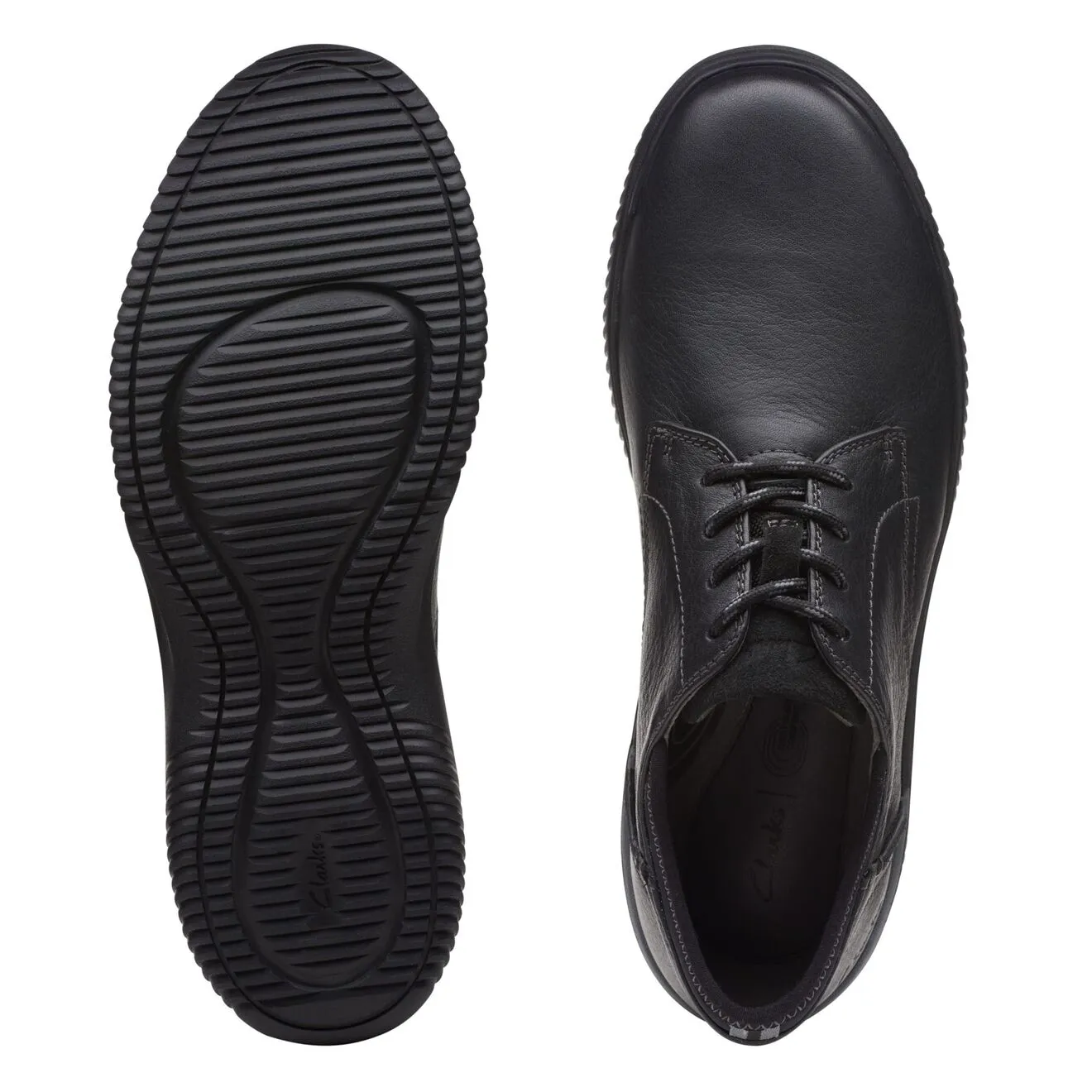 Clarks Donaway Plain Black Leather - Wide Width