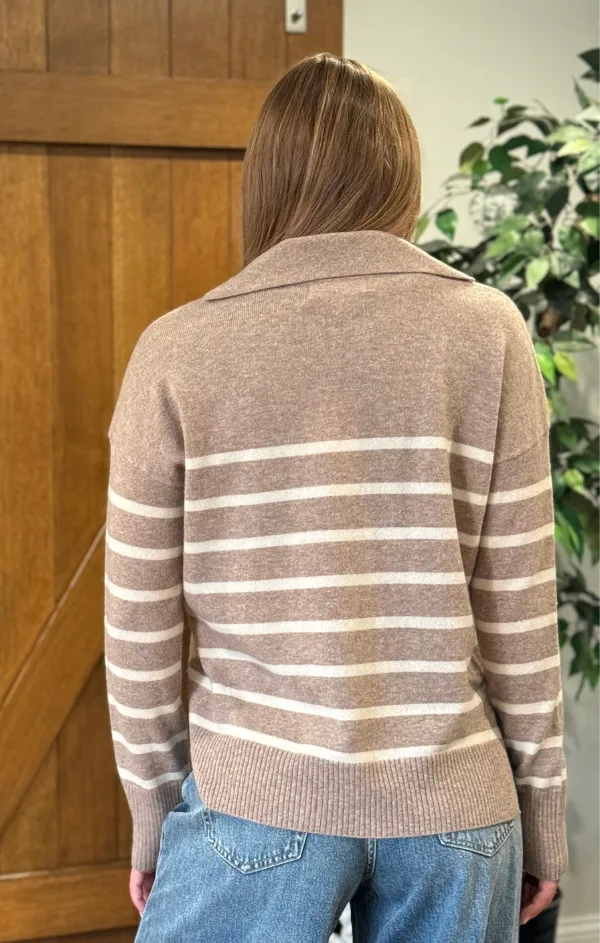 Collared Cashmere Striped Sweater