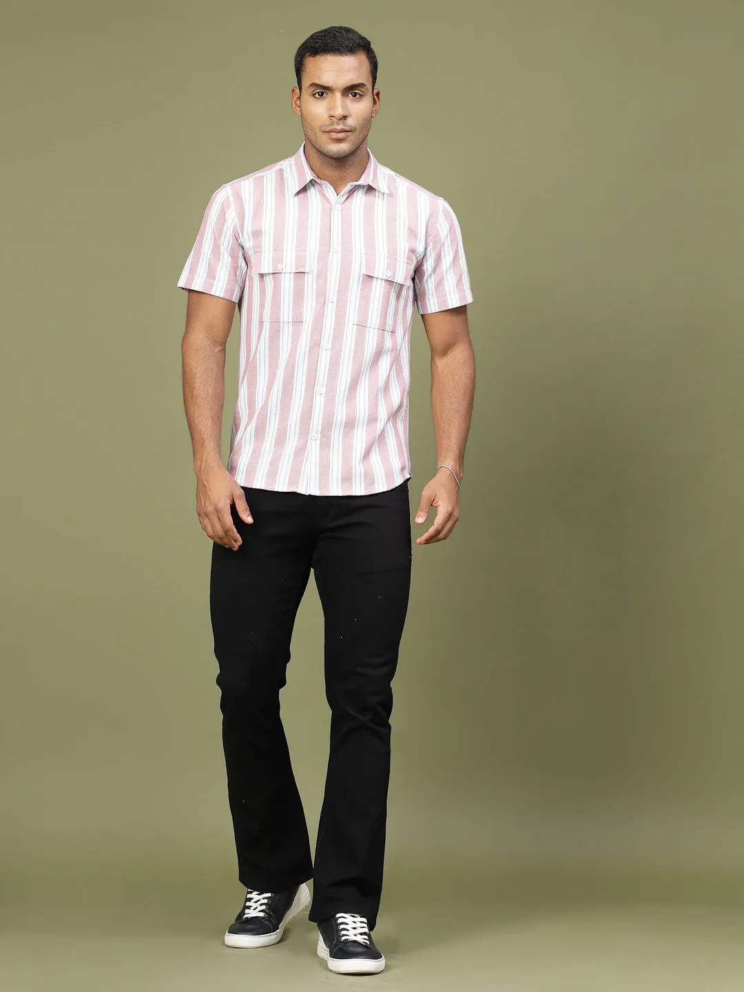 Cotton Stripe Tailored Utility Shirt