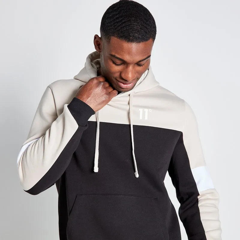 Cut and Sew Hoodie - Black / Stone / White