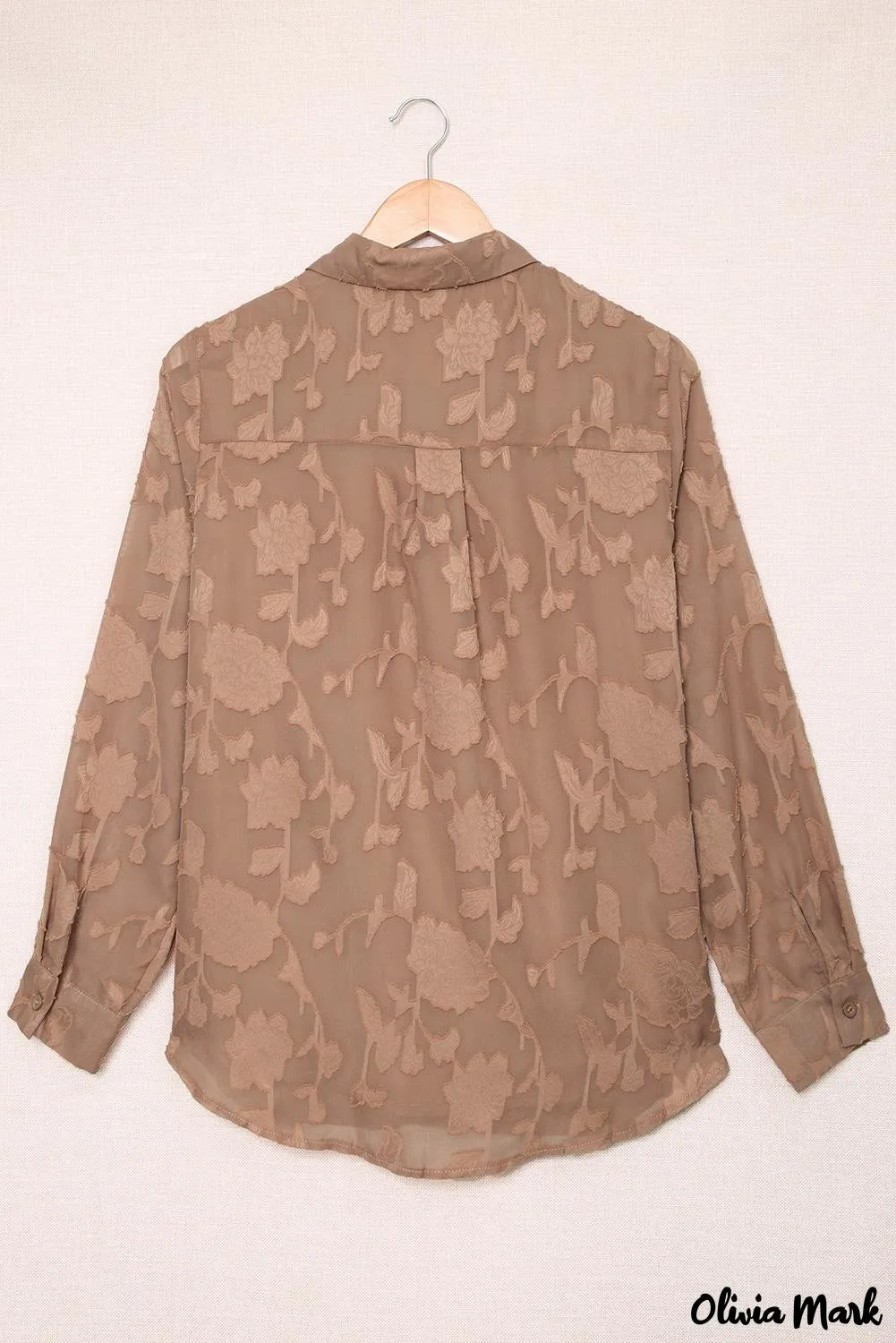 Deanwangkt - Brown floral textured shirt with collar and collar