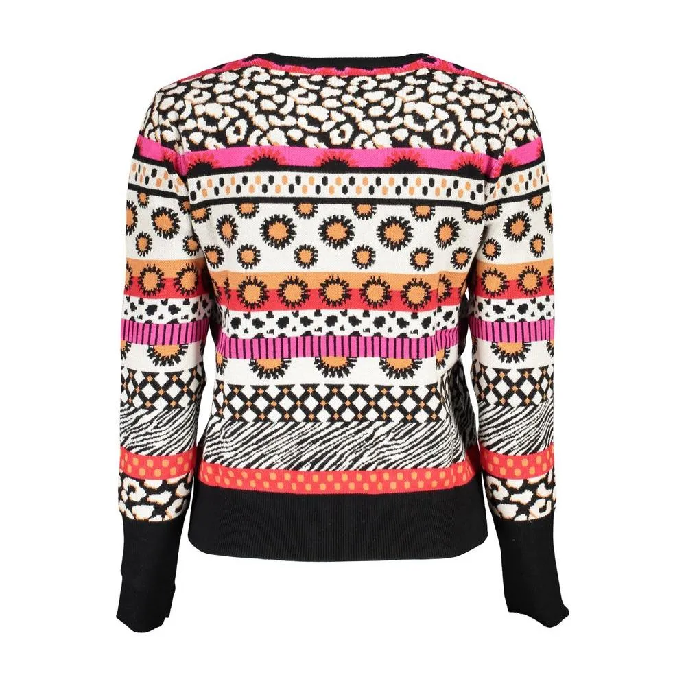 Desigual Chic Pink Contrast Crew Neck Sweater