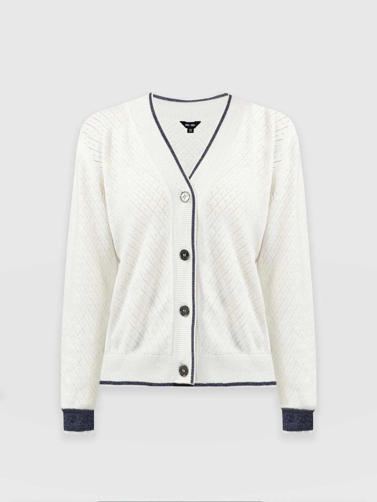 Diamond Knit Cardigan - White