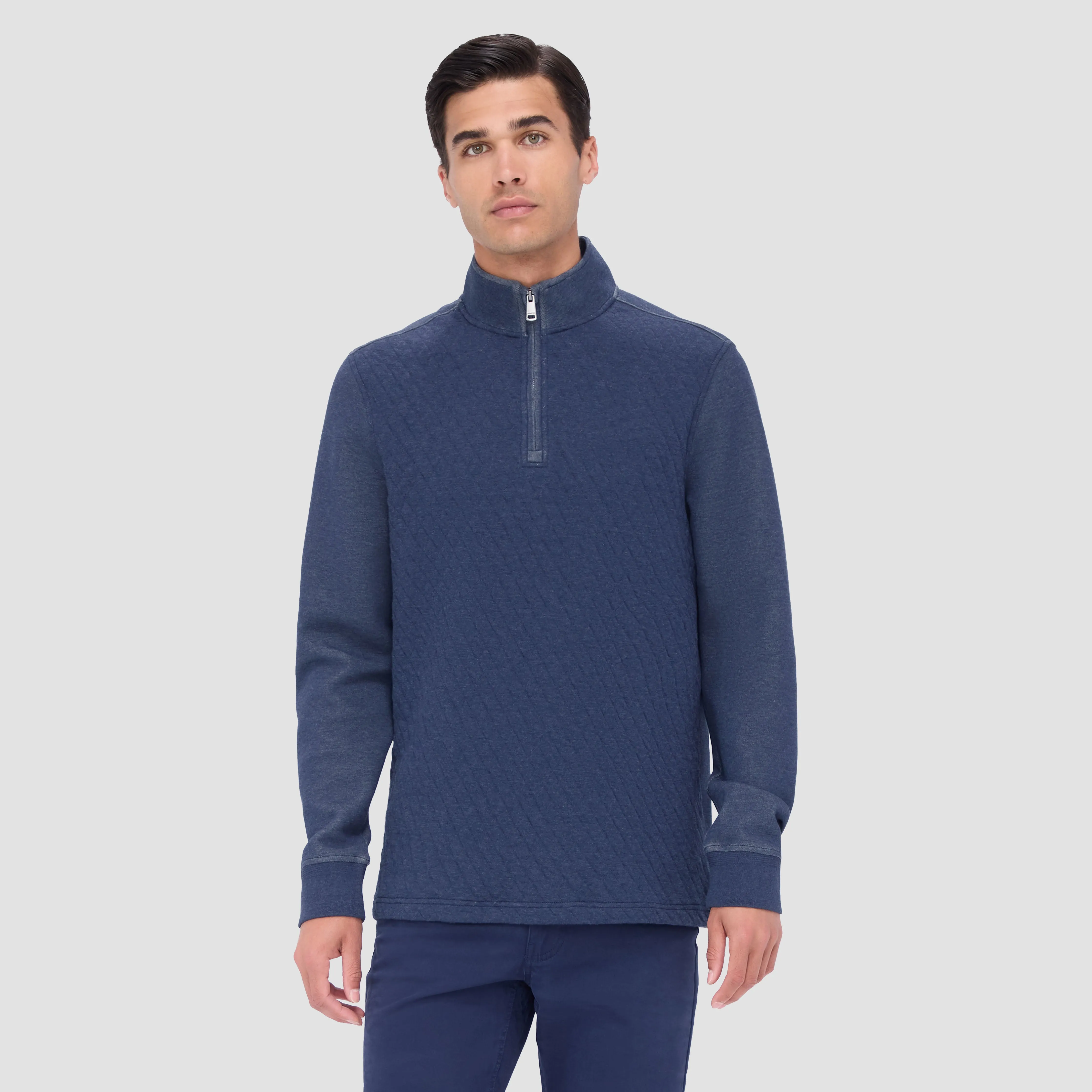 Diamond Quilted Quarter Zip Pullover