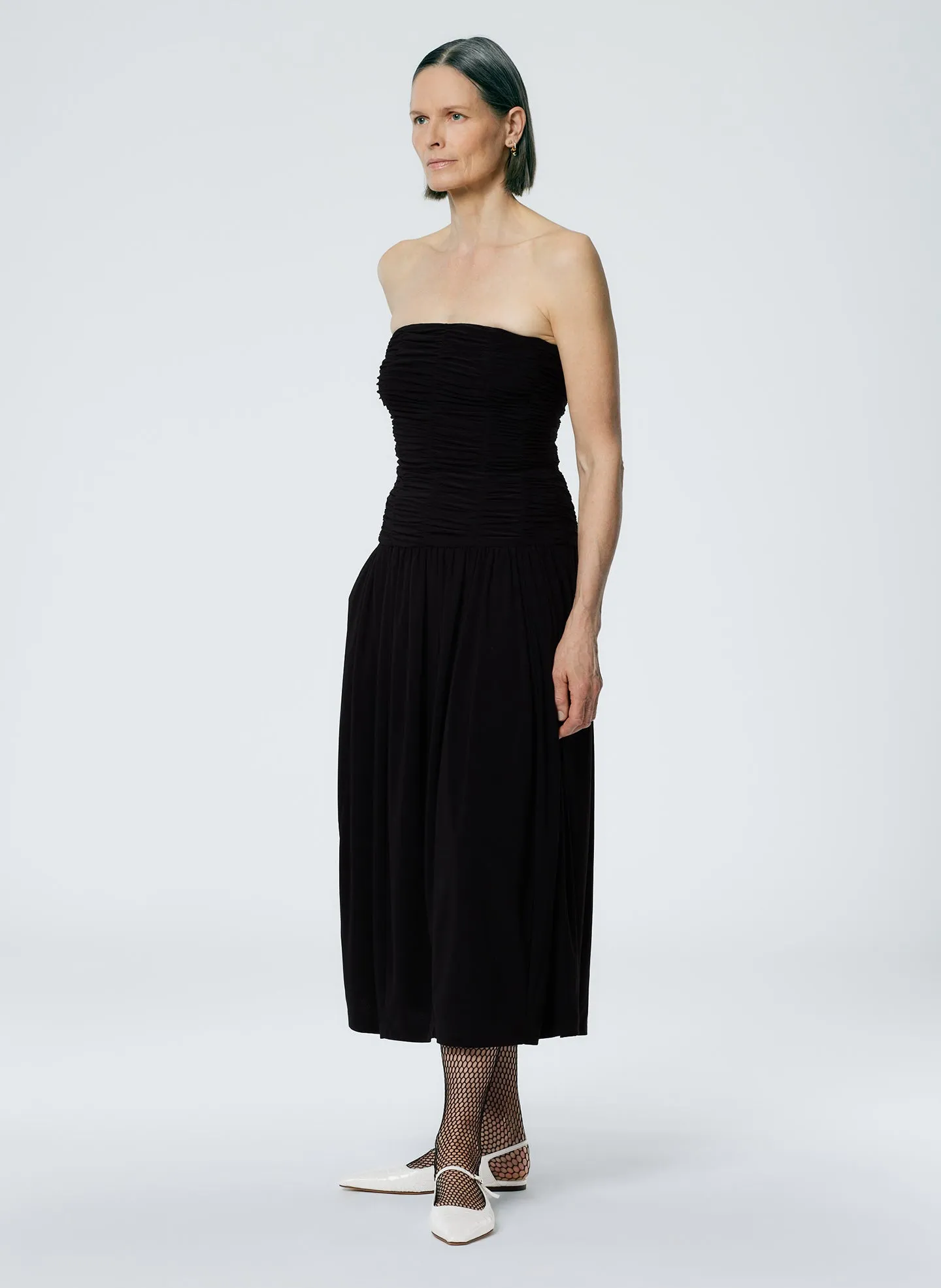 Drapey Jersey Ruched Strapless Dress