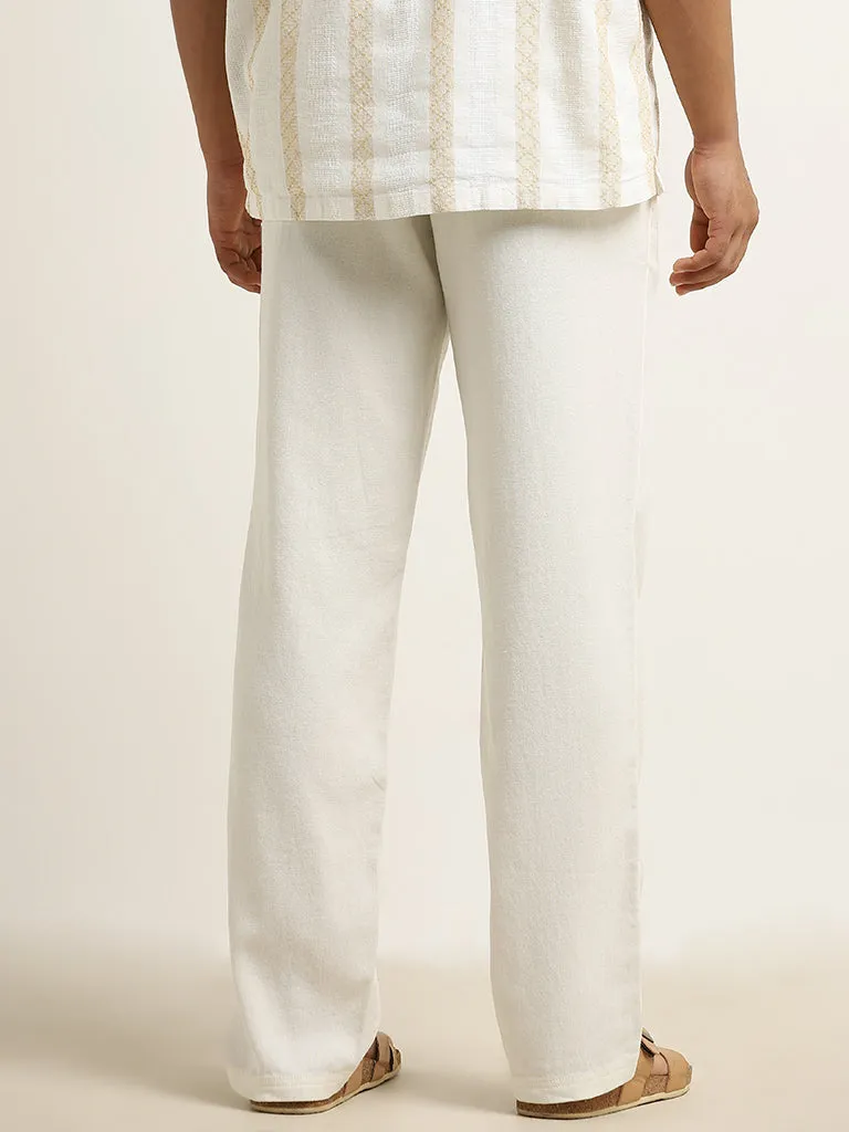 ETA Off-White Mid-Rise Relaxed-Fit Cotton Blend Chinos