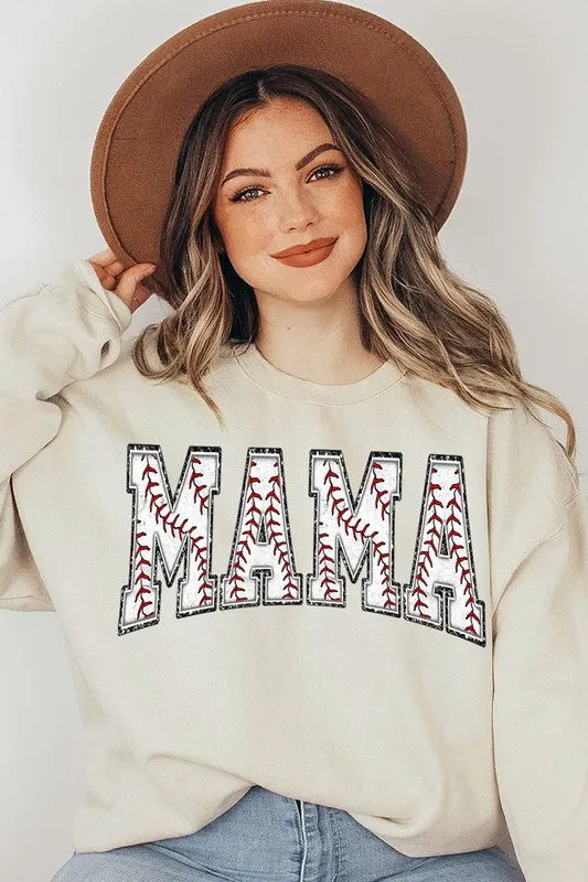 Explore More Collection - Baseball Mama Oversized Graphic Fleece Sweatshirts