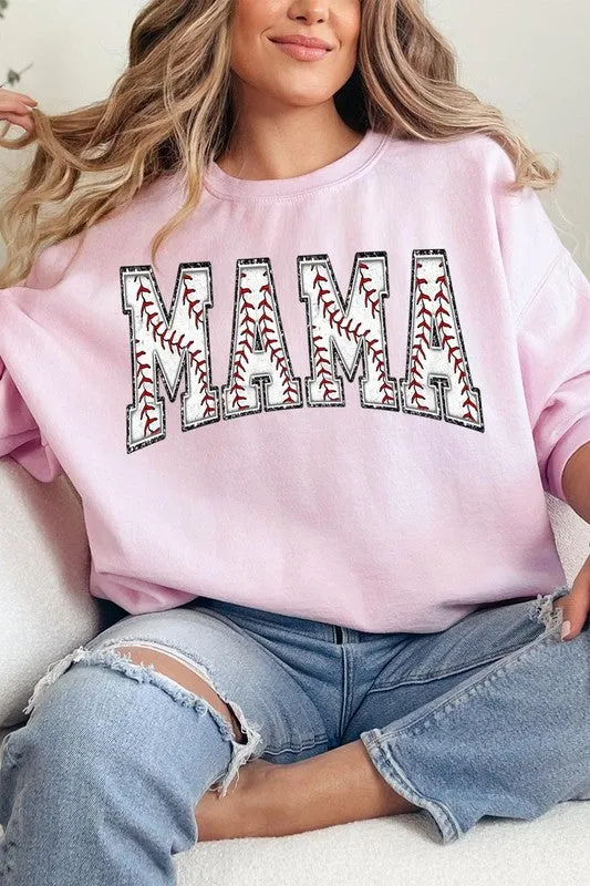 Explore More Collection - Baseball Mama Oversized Graphic Fleece Sweatshirts