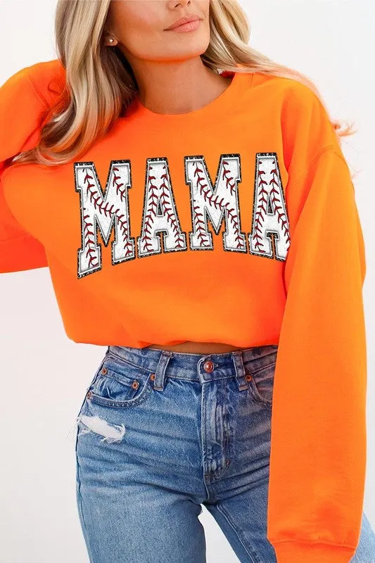 Explore More Collection - Baseball Mama Oversized Graphic Fleece Sweatshirts