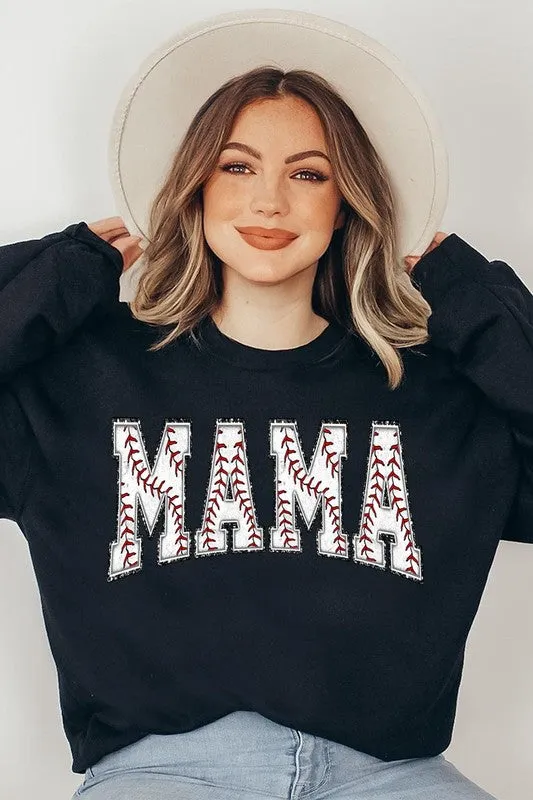 Explore More Collection - Baseball Mama Oversized Graphic Fleece Sweatshirts