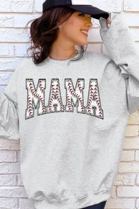 Explore More Collection - Baseball Mama Oversized Graphic Fleece Sweatshirts