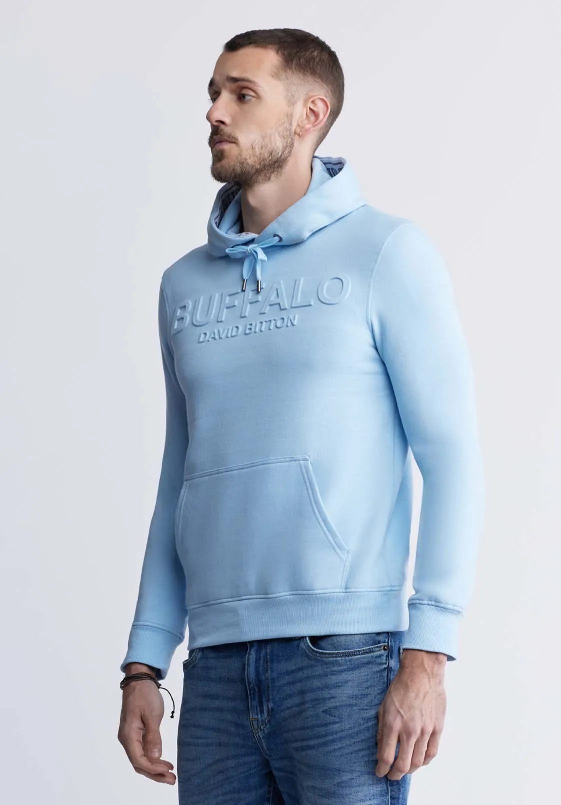 Fadol Men's Fleece Hoodie in Sky Blue - BPM13610V