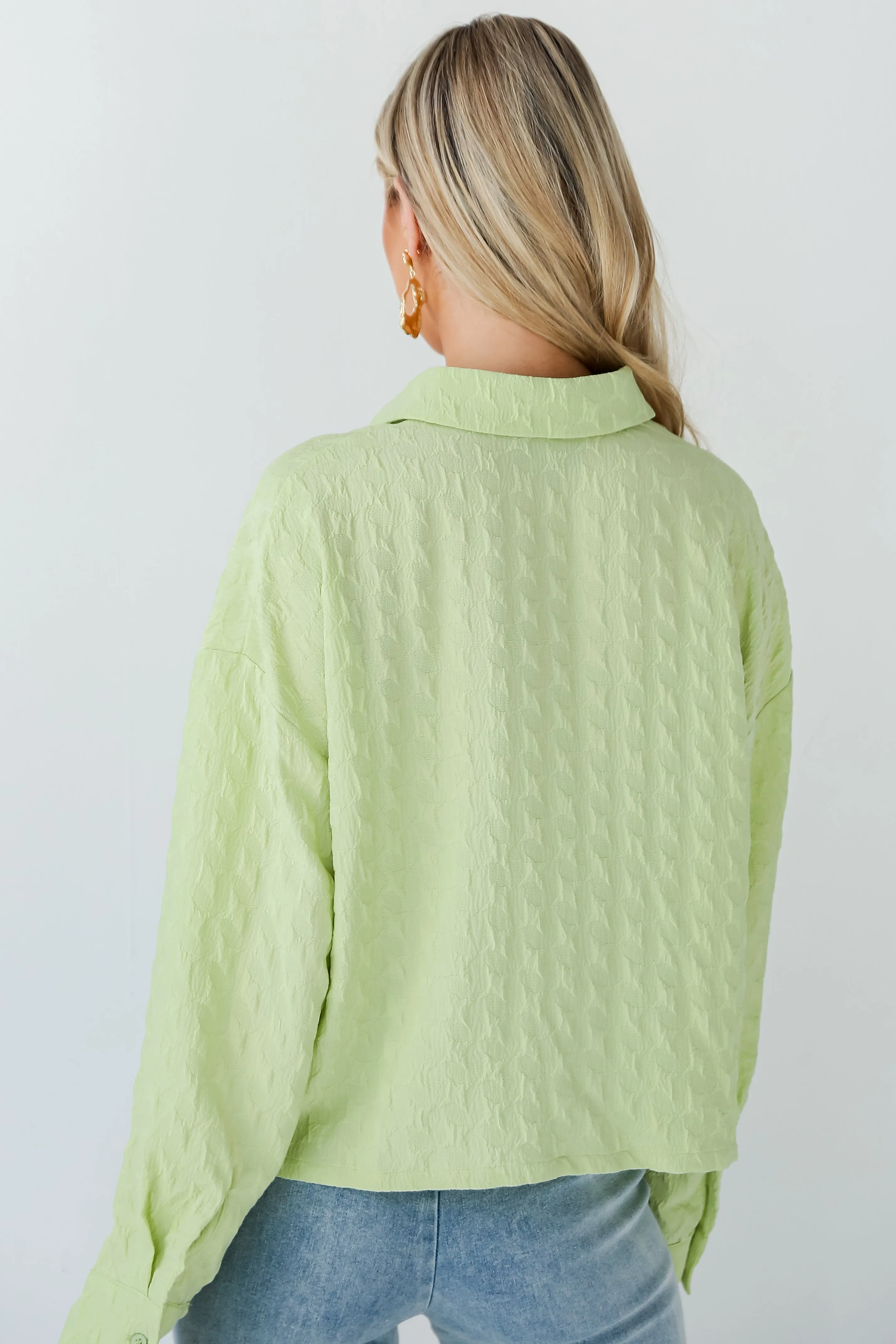 FINAL SALE - Budding Charm Lime Textured Blouse