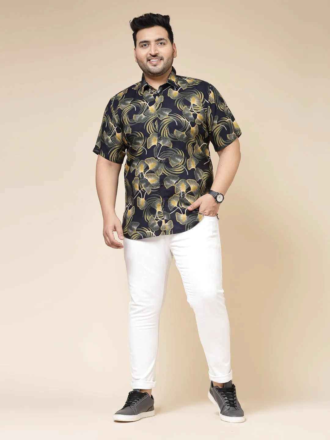 Foliage Print Yoke Detail Shirt